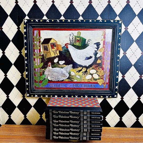 Folk Art British by Anna Pugh “Peggety and Mrs Chicky” Large Scale 23” Framed - Picture 15 of 17